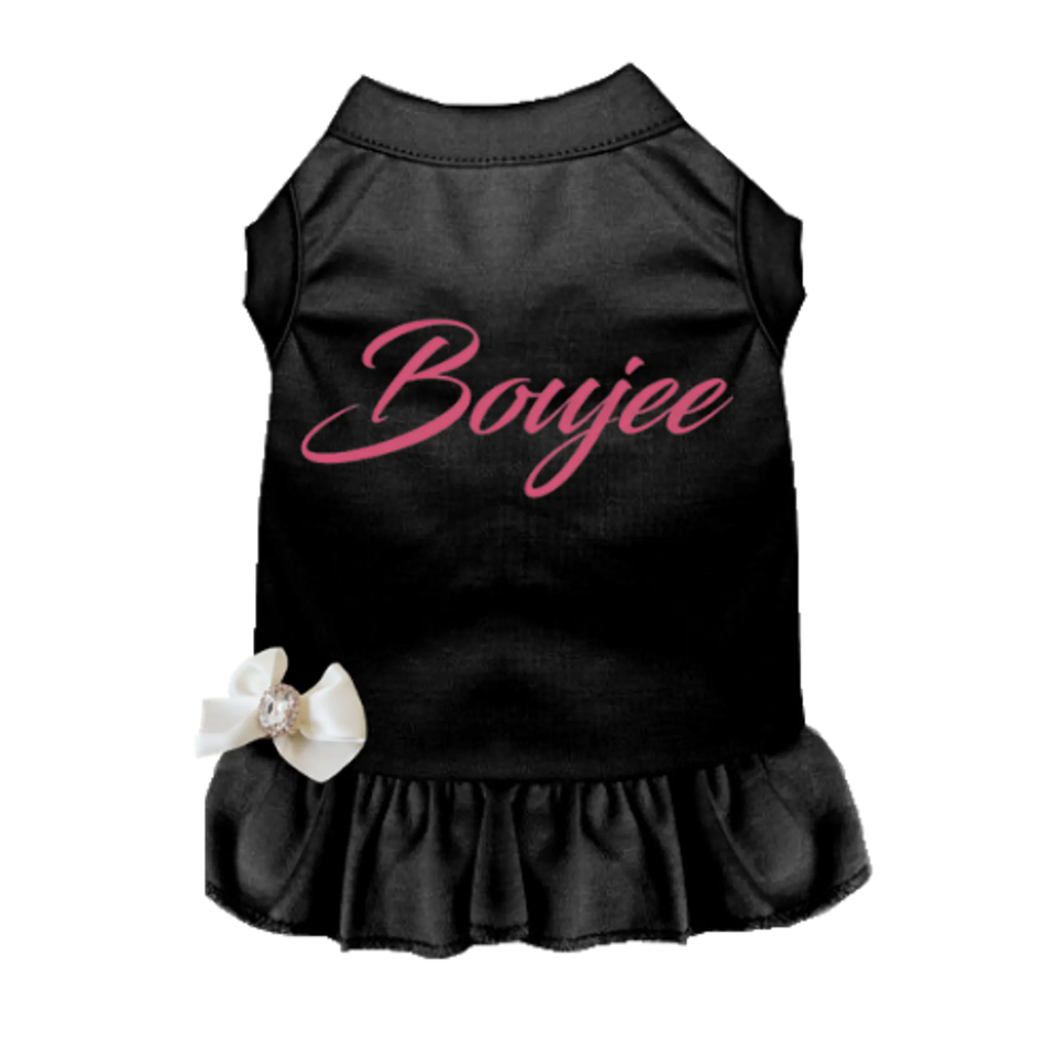 Boujee Dog Dress by Bark Fifth Avenue, Black/MEDIUM, view 3