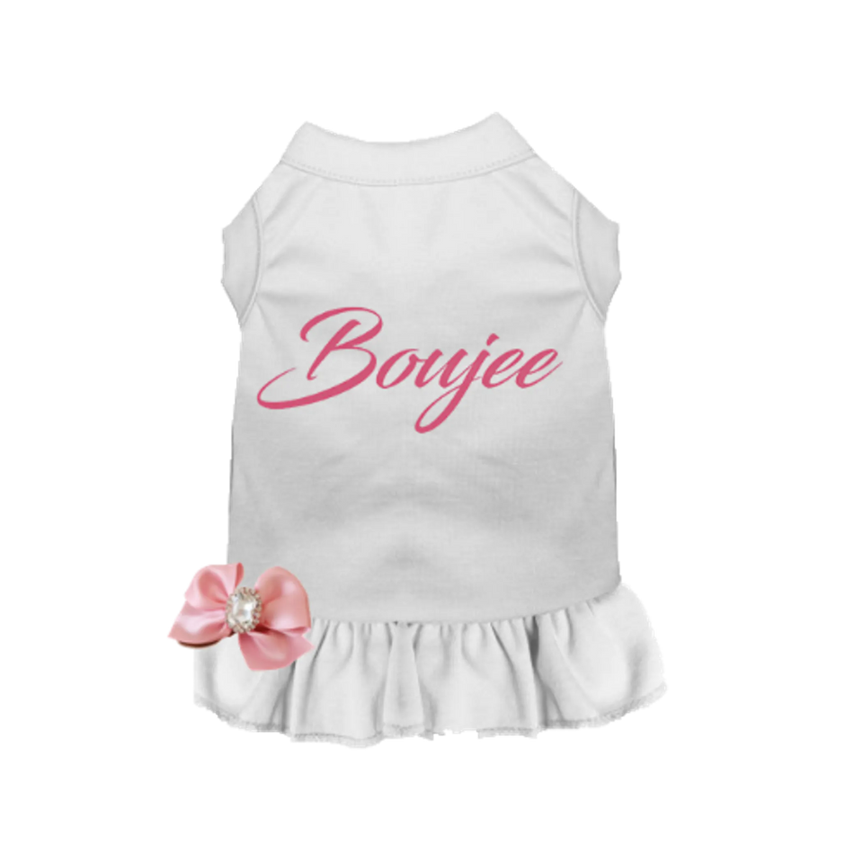 Boujee Dog Dress by Bark Fifth Avenue, White/SMALL, view 7