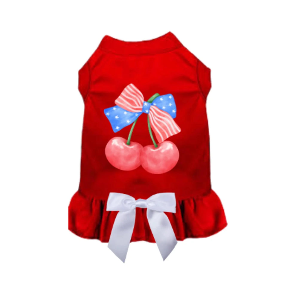 Patriotic Cherry Pop Red Edition - Fourth of July Dog Dress - Pets Perfect