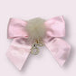 Rhinestone Bunny Dog Hair Bows - Luxurious Mink Pom Satin Barrettes