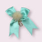 Rhinestone Bunny Dog Hair Bows - Luxurious Mink Pom Satin Barrettes