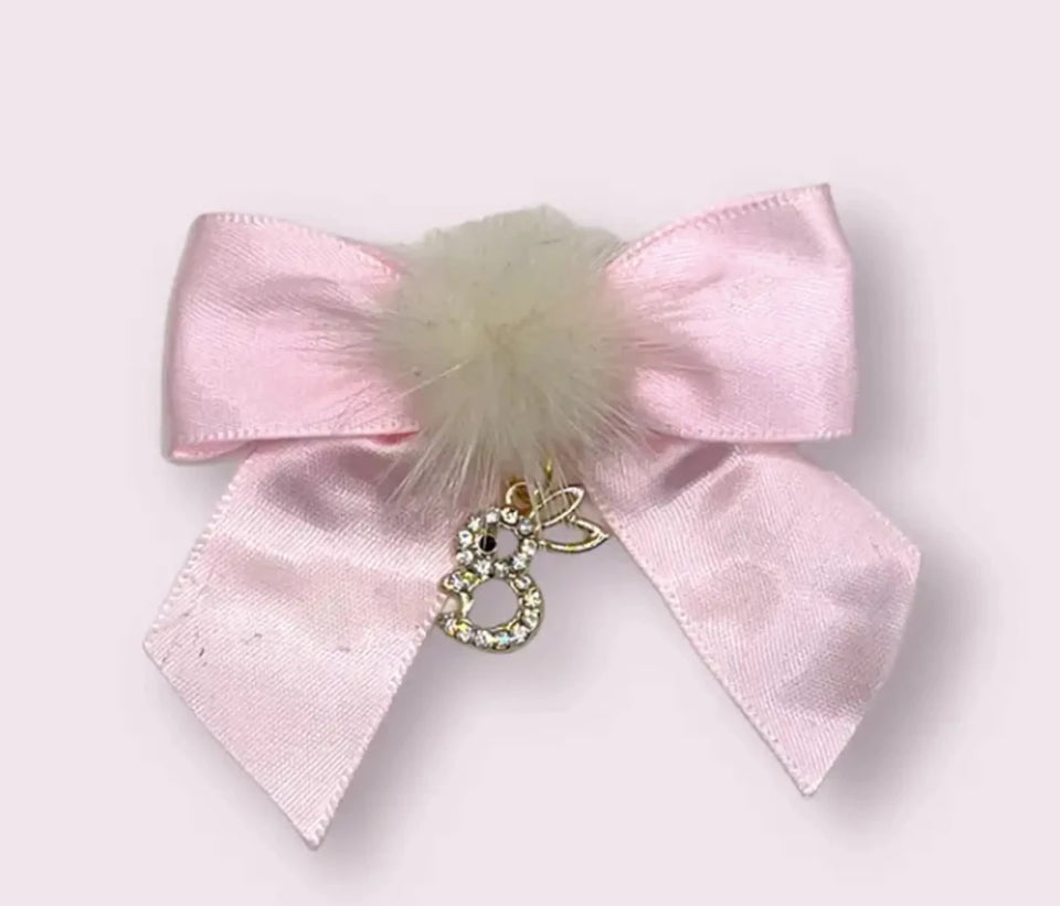 Rhinestone Bunny & Mink Pom Dog Hair Bows - Pets Perfect