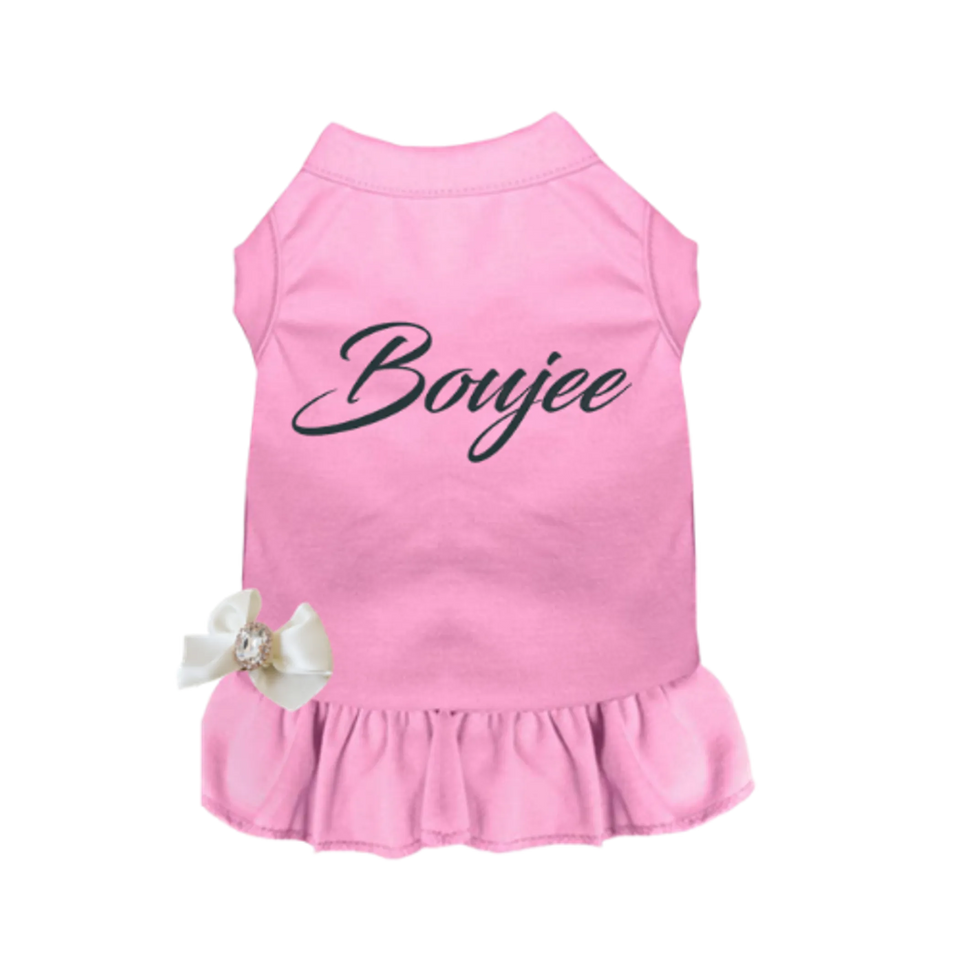 Boujee Dog Dress by Bark Fifth Avenue, Black with pink bottom/X SMALL, view 16