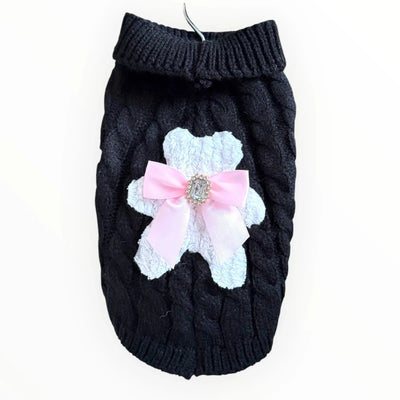 My Fuzzy Bear Bow Knit Dog Sweater by Bark Fifth Avenue - Pets Perfect