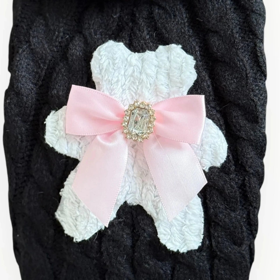 My Fuzzy Bear Bow Knit Dog Sweater by Bark Fifth Avenue - Pets Perfect