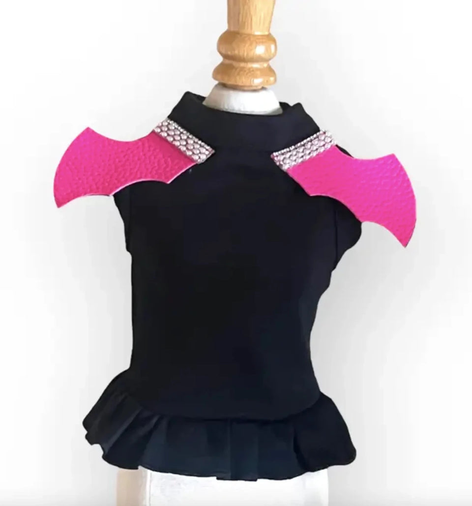Bat Girl Dog Dress - Halloween Dog Dress with Bat Wings - Pets Perfect