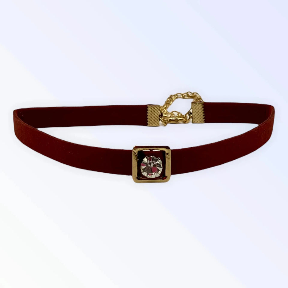 Burgundy Buckle Necklace - Pets Perfect