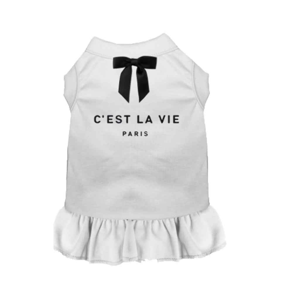 C'est La Vie Dog Dress and Tee by Bark Fifth Avenue, White/SMALL, view 8