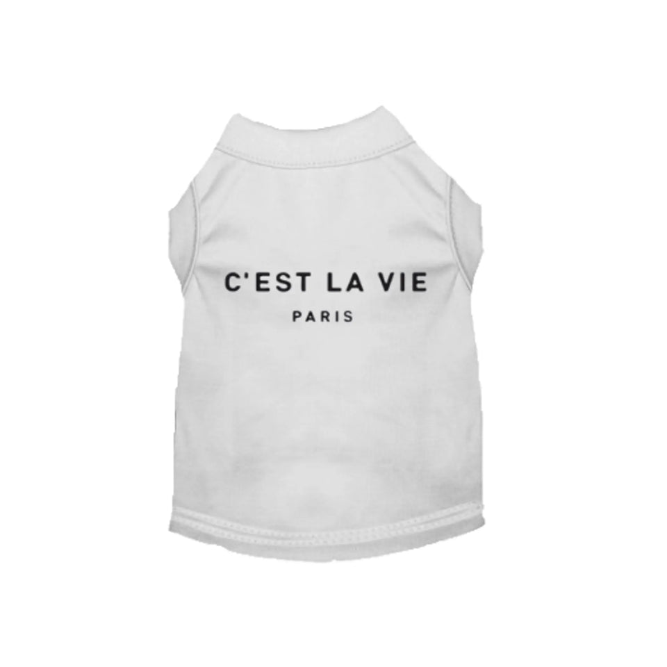 C'est La Vie Dog Dress and Tee by Bark Fifth Avenue, White/LARGE, view 22