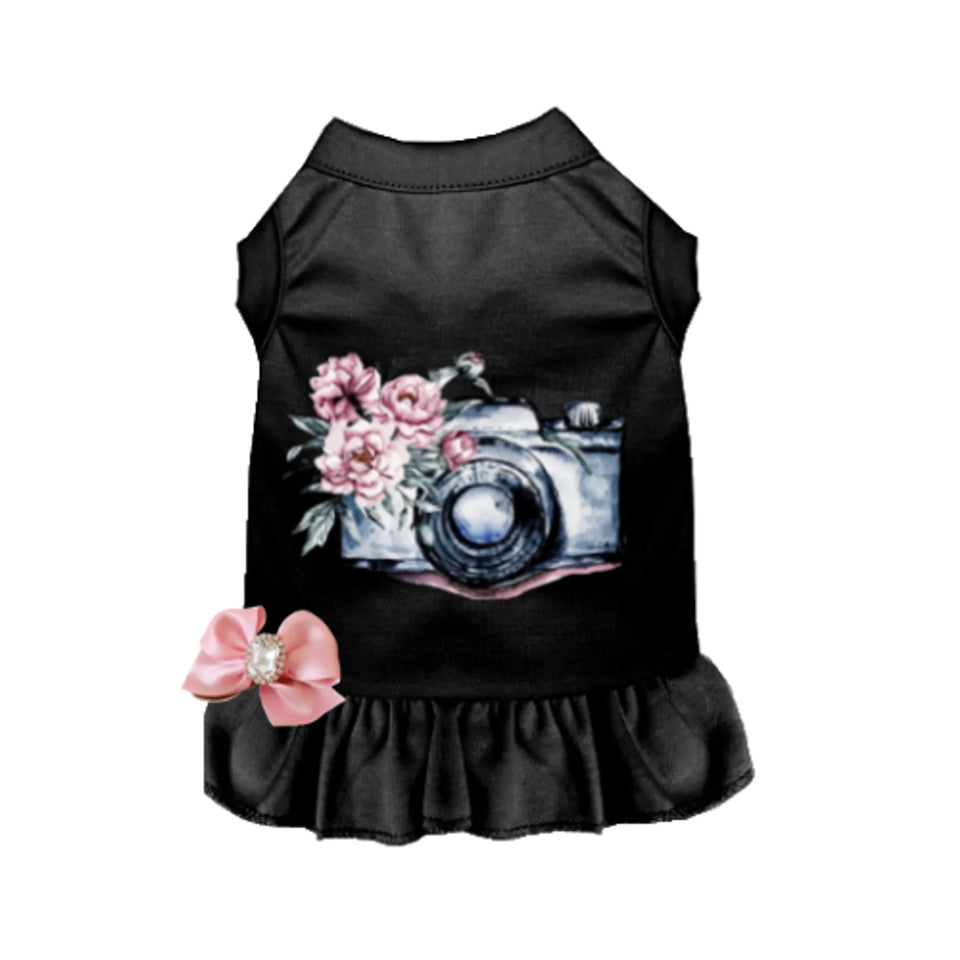 Call Me Pretty Dog Dress - Camera and Floral Print, view 19
