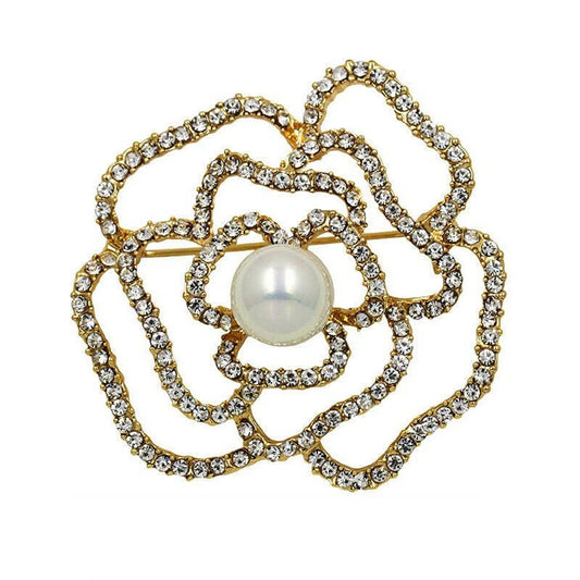 Bark Fifth Avenue Camellia Luxury Crystal Brooch - Designer Dog Collar Accessory