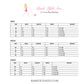 Size chart for shirts, dresses, and hoodies with neck, length, girth, and weight details for #INFLUENCER - Pack Of: 1