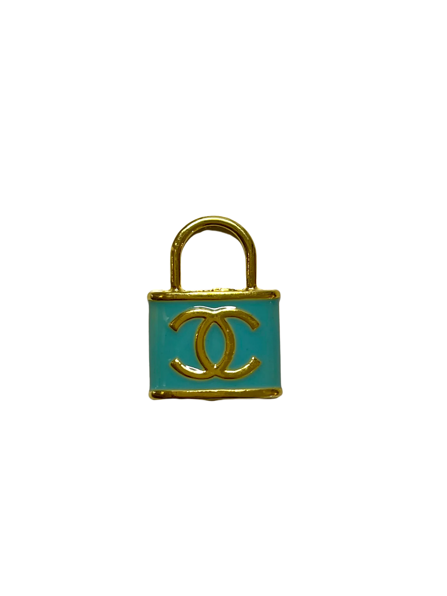 CC Lock Charm Collar - Pack Of: 1 in gold and turquoise design, elegant accessory for pet collars from PetsPerfect online pet store
