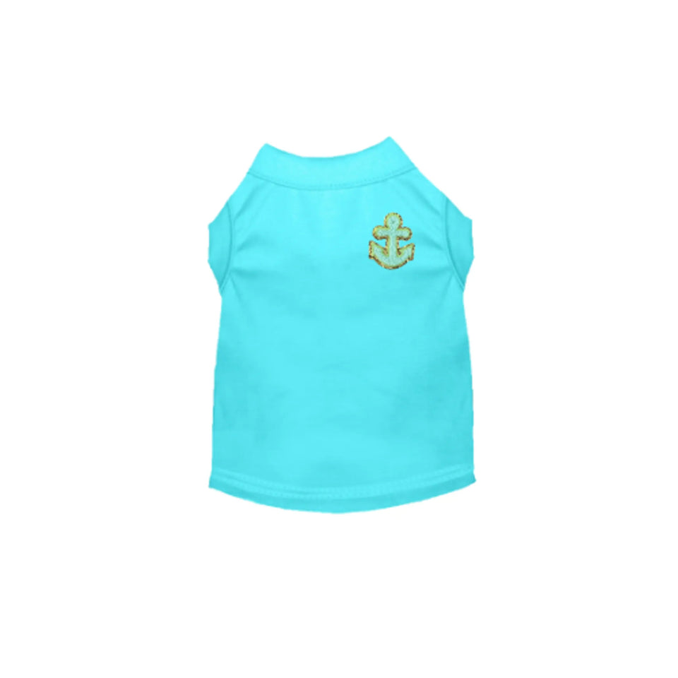Chenille Embroidered Anchor Dog Shirt by Bark Fifth Avenue, Blue/X LARGE, view 11