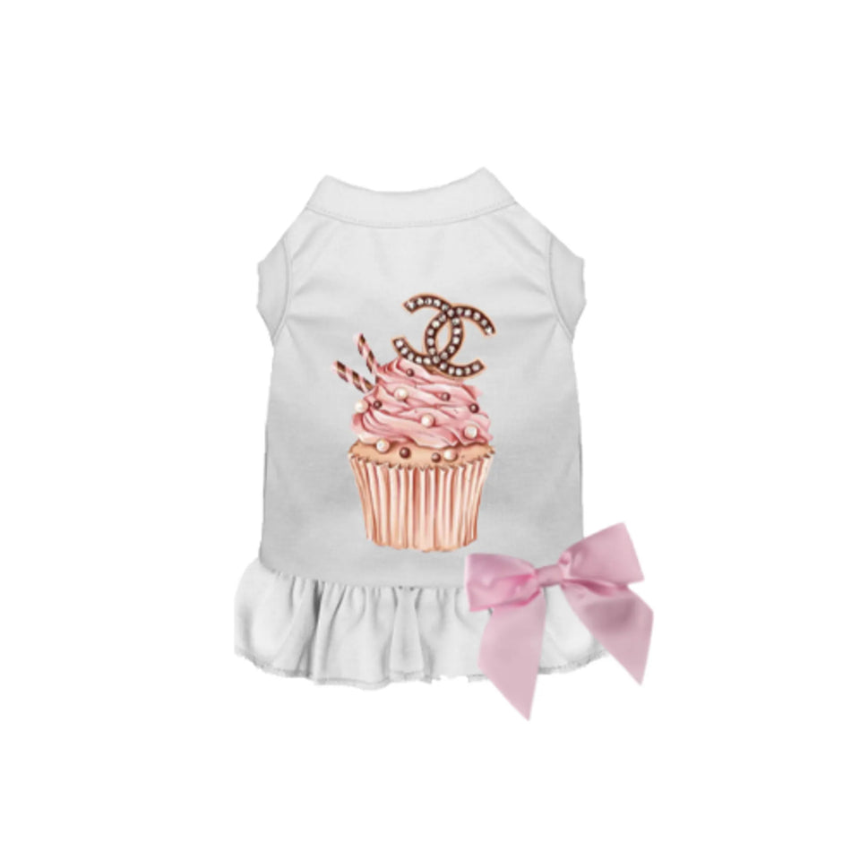 Chewnel Cupcake Dog Dress - Designer-Inspired Pet Fashion, White/SMALL, view 8