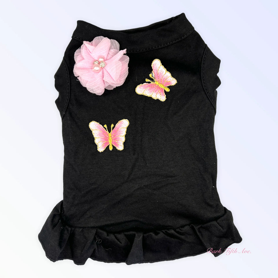 Chiffon & Butterflies Dog Dress by Bark Fifth Avenue, Black/MEDIUM, view 8