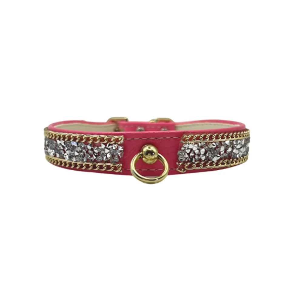 Chunky Rhinestone and Chain Dog Collar - Pets Perfect