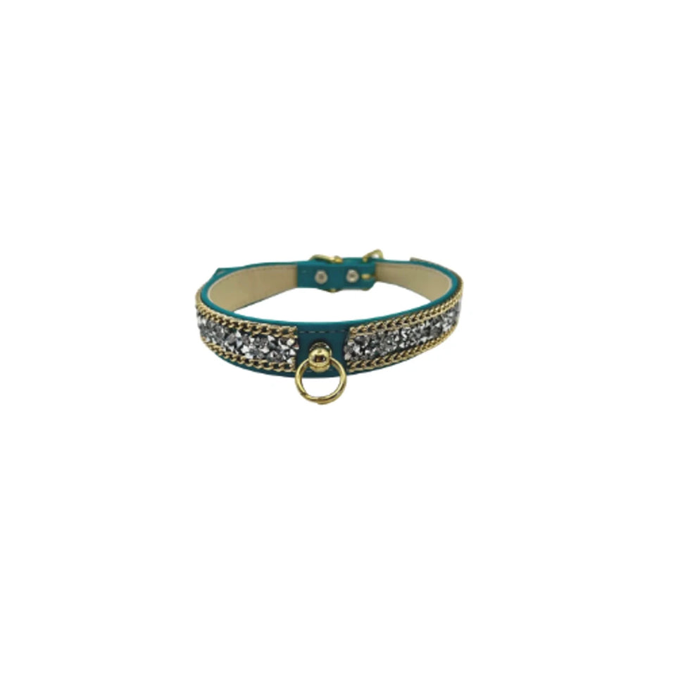 Chunky Rhinestone and Chain Dog Collar - Pets Perfect