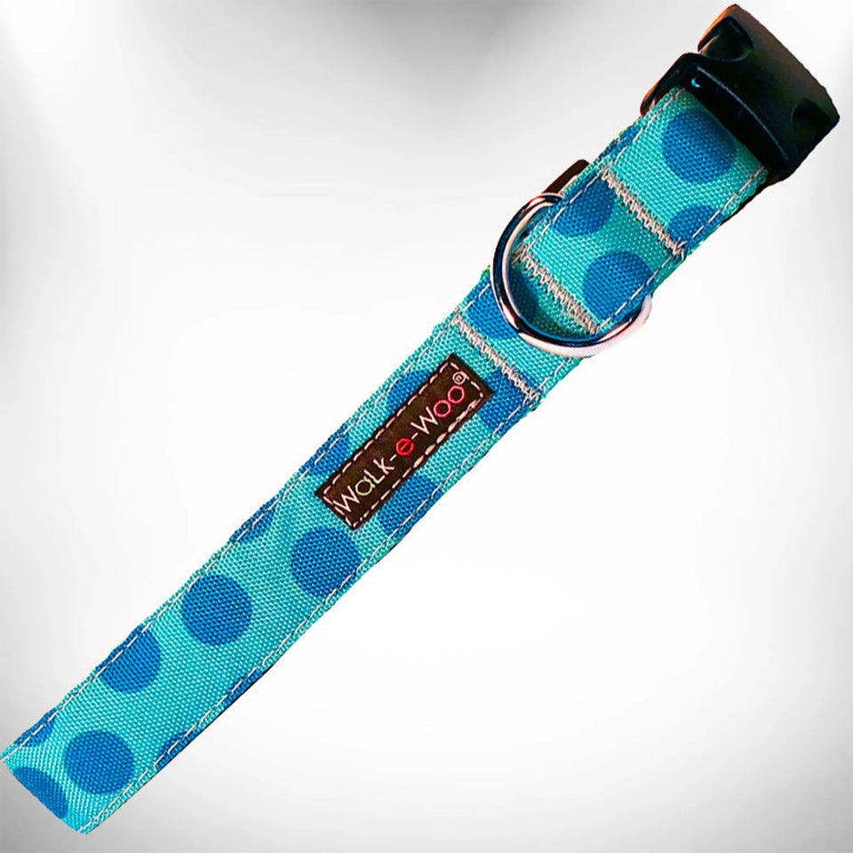 Polka Dot Dog - Monotone Collars, Turquoise/XL 1.5" WIDE FITS 18-28" NECK, view 25