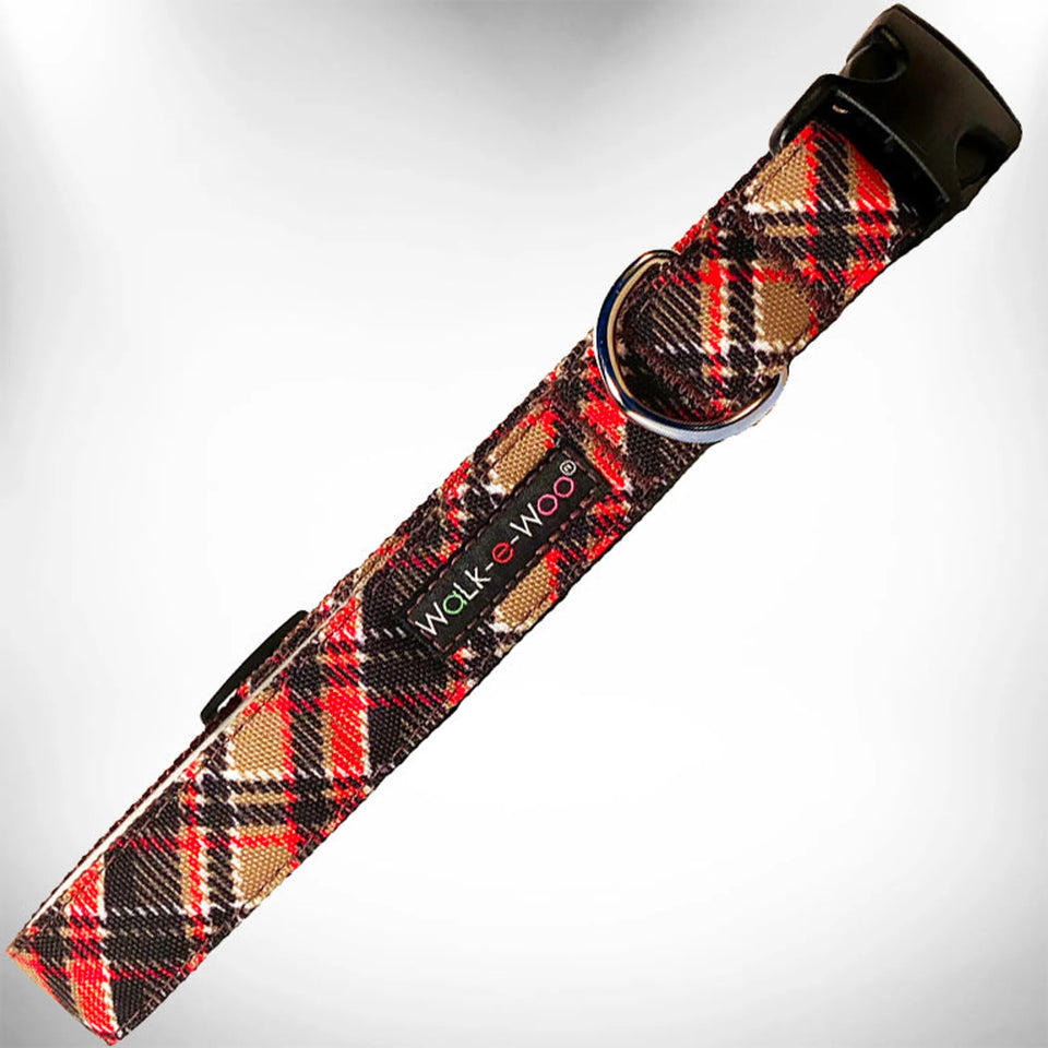 Plaid Dog Collars, Hot pink/XL 1.5" WIDE FITS 18-28" NECK, view 5