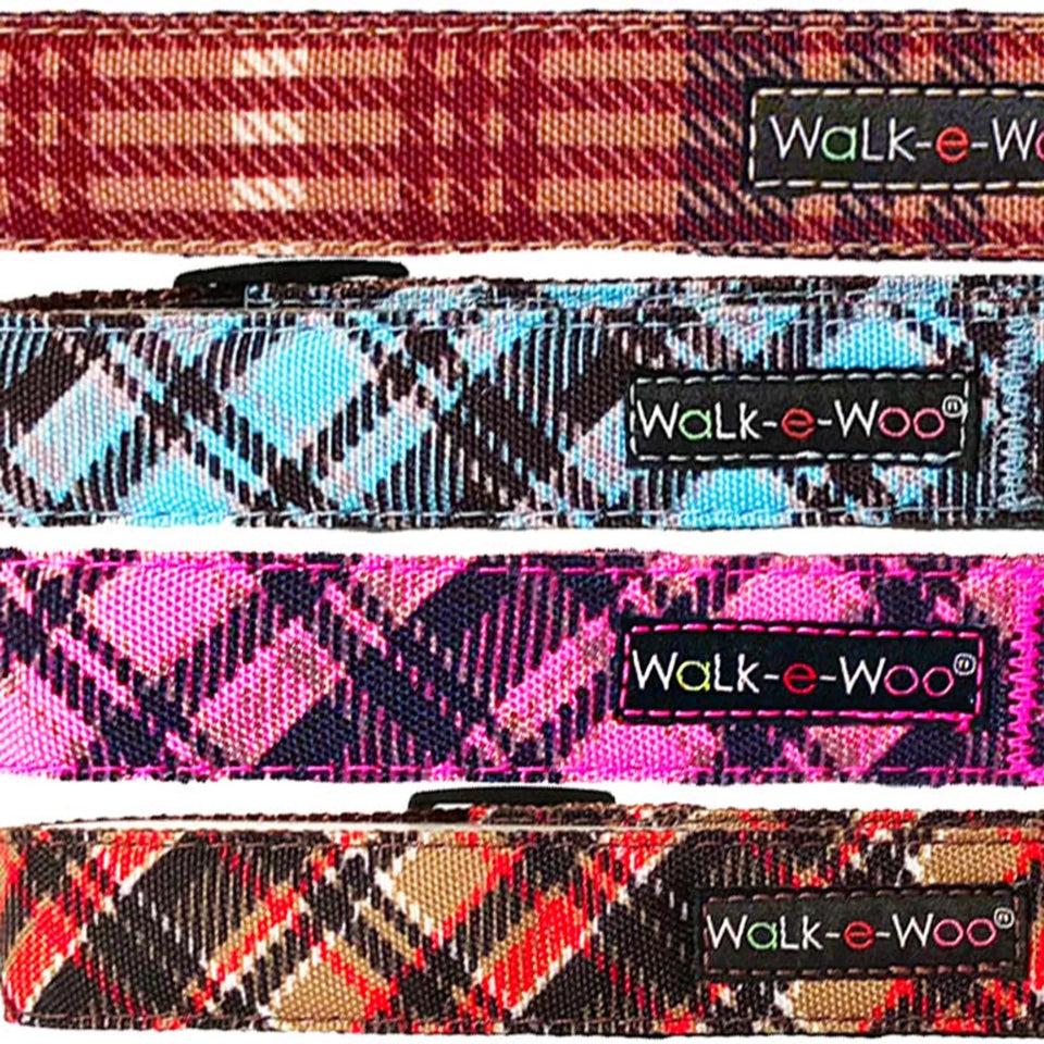 Plaid Dog Collars, Hot pink/S 3/4" WIDTH FITS 10-14" NECK, view 2