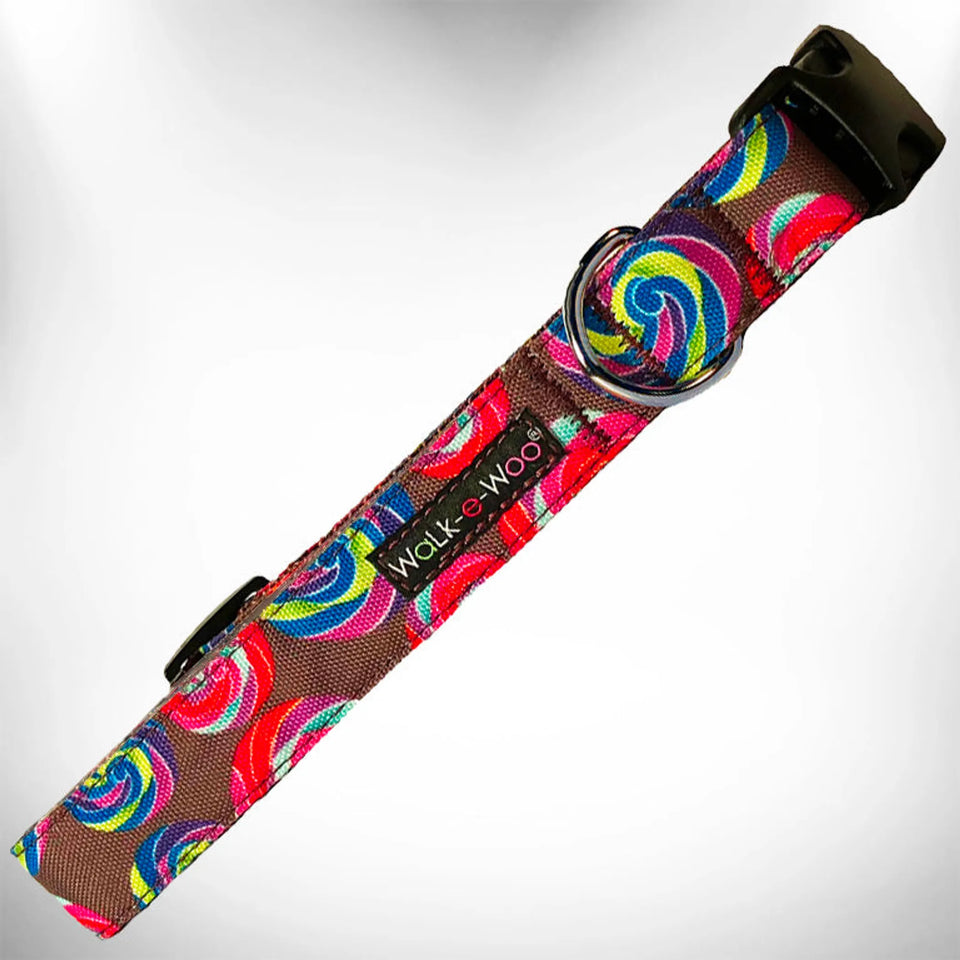 Lollipop Dog Collars, Lollipop on chocolate/XS 5/8" WIDTH FITS 8-12" NECK