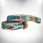 Tribal Dog Leads with turquoise and brown geometric pattern and metal clasp for secure dog walking accessory