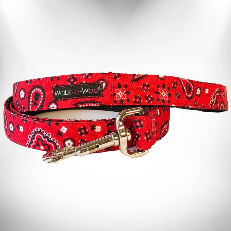 Bandana Dog Leads, Red/REGULAR LEAD 1" WIDTH- 5' LENGTH, view 4