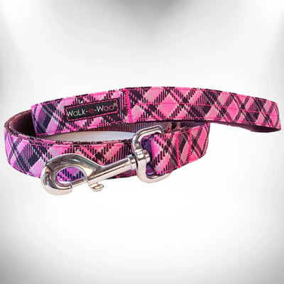 Plaid Dog Leads, Hot pink/THIN LEAD 5/8" WIDTH- 5' LENGTH