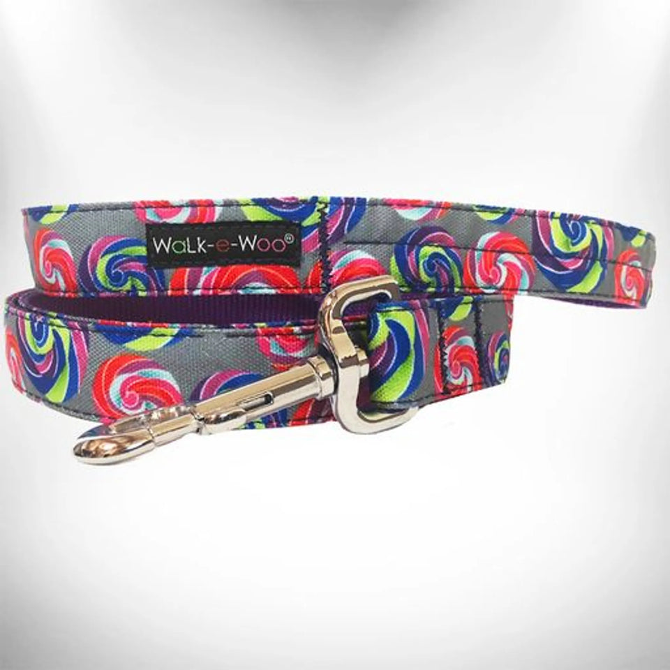Lollipop Dog Leads, Lollipop on chocolate/THIN LEAD 5/8" WIDTH- 5' LENGTH