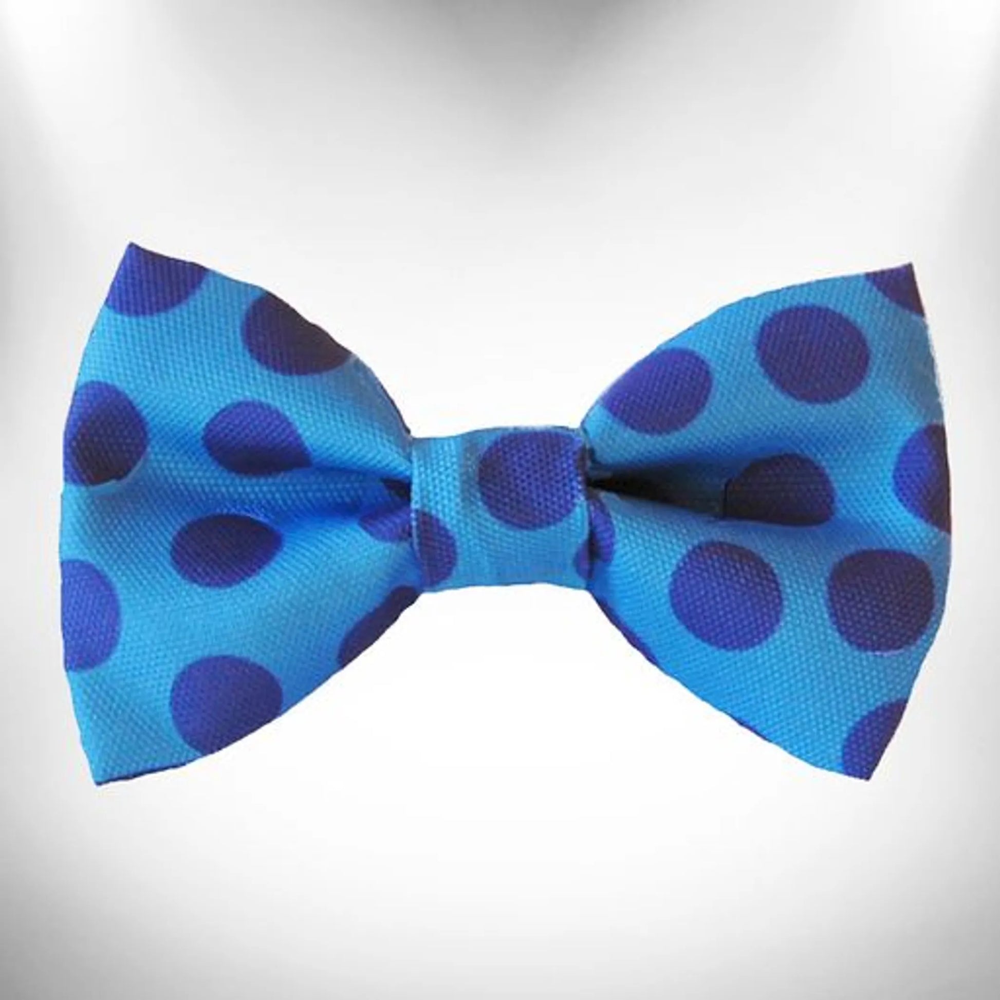 Polka Dot Dog - Monotone Bow Tie in blue with dark blue polka dots, stylish accessory for pets from PetsPerfect online pet store.