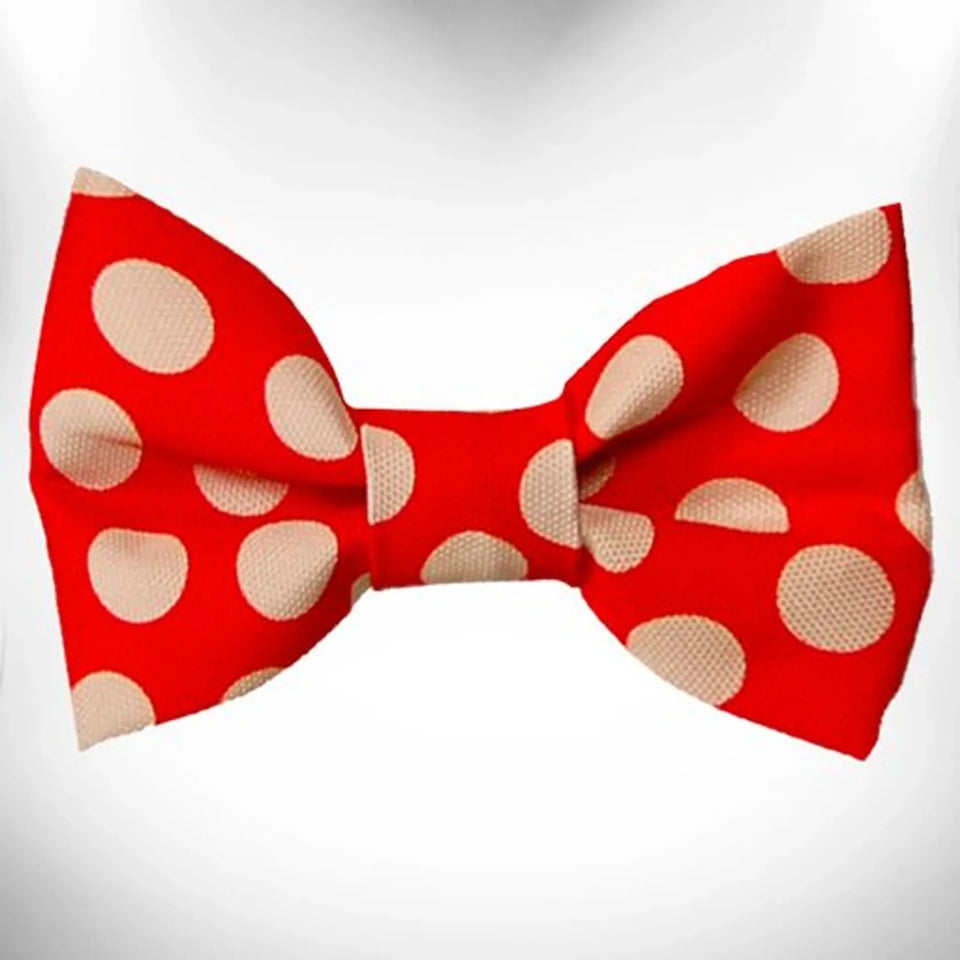 Walk-e-Woo Polka Dot Tan Dots Dog Bow Tie - Pets Perfect