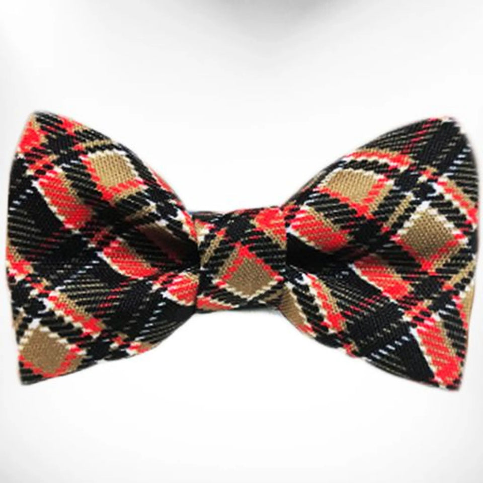 Plaid Dog Bow Tie by Walk-e-Woo, Hot pink/1
