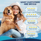Happy woman hugging golden retriever with five-star reviews for Forza10 Active Weight Control Diet Dry Dog Food