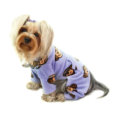 Klippo Silly Monkey Fleece Dog Turtleneck Pajamas with Pocket & D-Ring - Pets Perfect