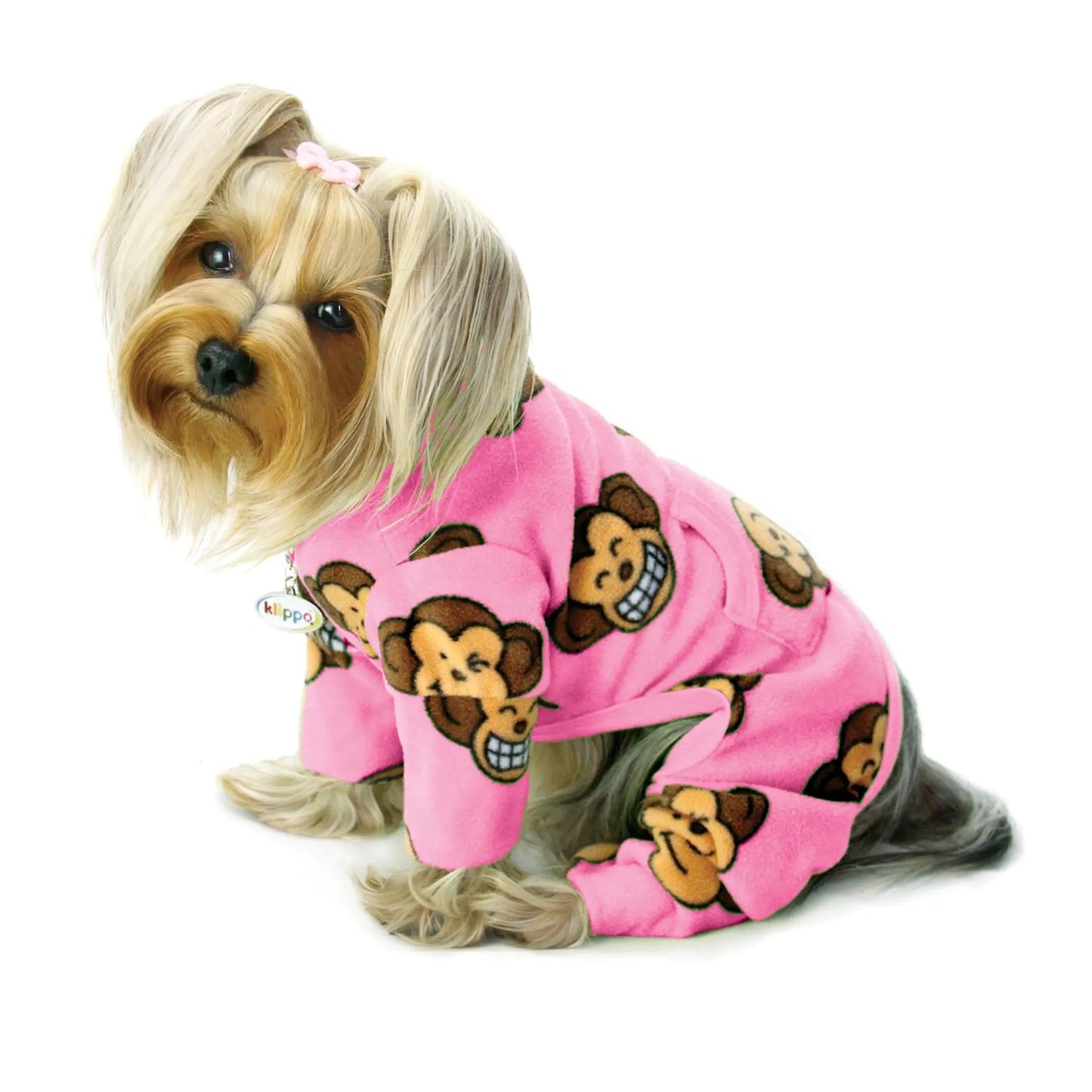 Klippo Silly Monkey Fleece Dog Turtleneck Pajamas with Pocket & D-Ring