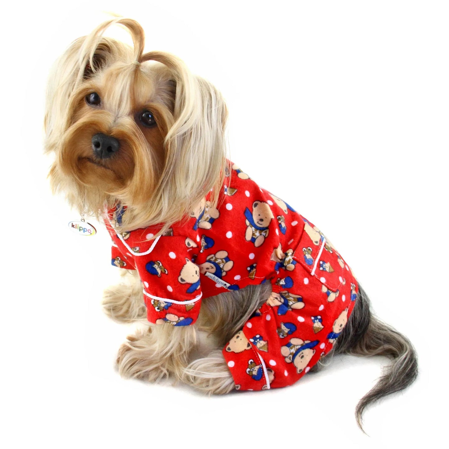 Winter Bear in Blue Scarf Flannel Pajamas for Dogs - Klippo Pet