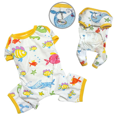 Klippo Ocean Pals Knit Cotton Dog Pajamas with D-Ring - Pets Perfect