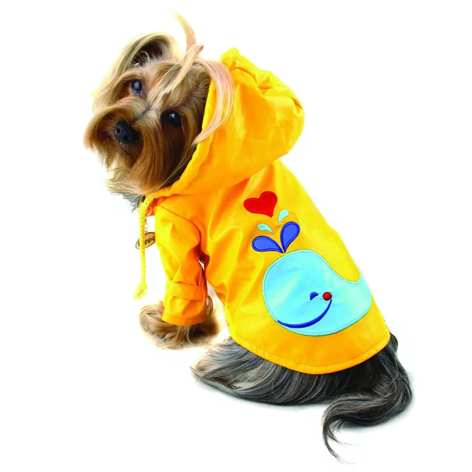 Splashing Whale Hooded Dog Raincoat with Cotton Lining - Klippo Pet - Pets Perfect