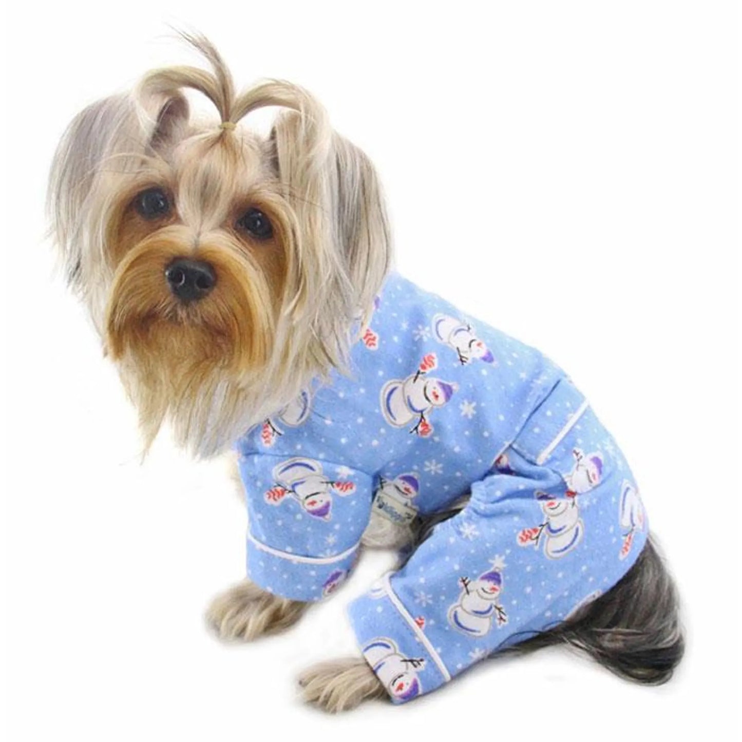 Snowman & Snowflake Flannel Dog Pajamas with 2 Pockets - Klippo Pet