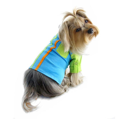Knit Cotton Contrast Shirt with Roll-Up Sleeves for Dogs