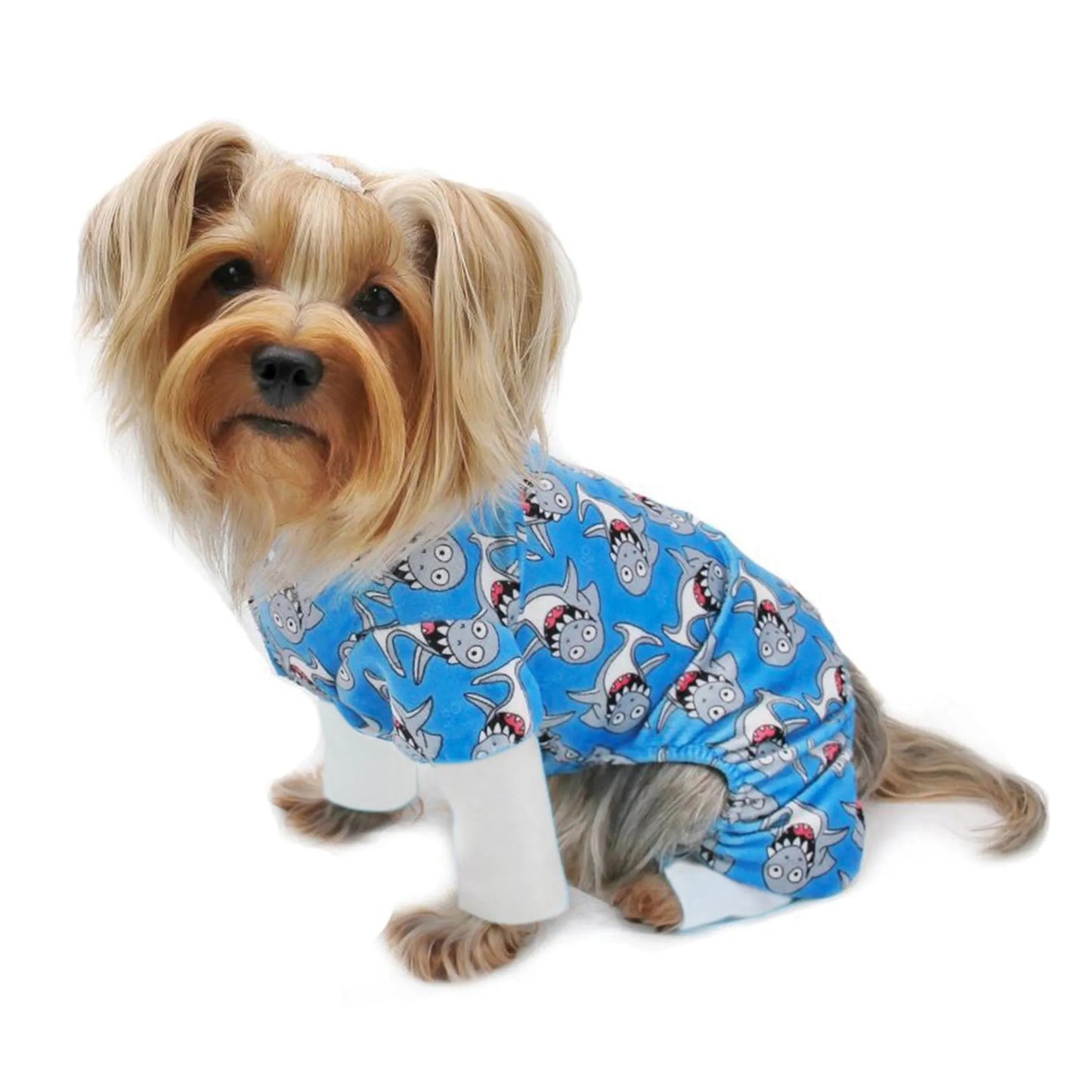 Ultra Soft Plush Minky Silly Sharks Dog Pajamas - Klippo Pet
