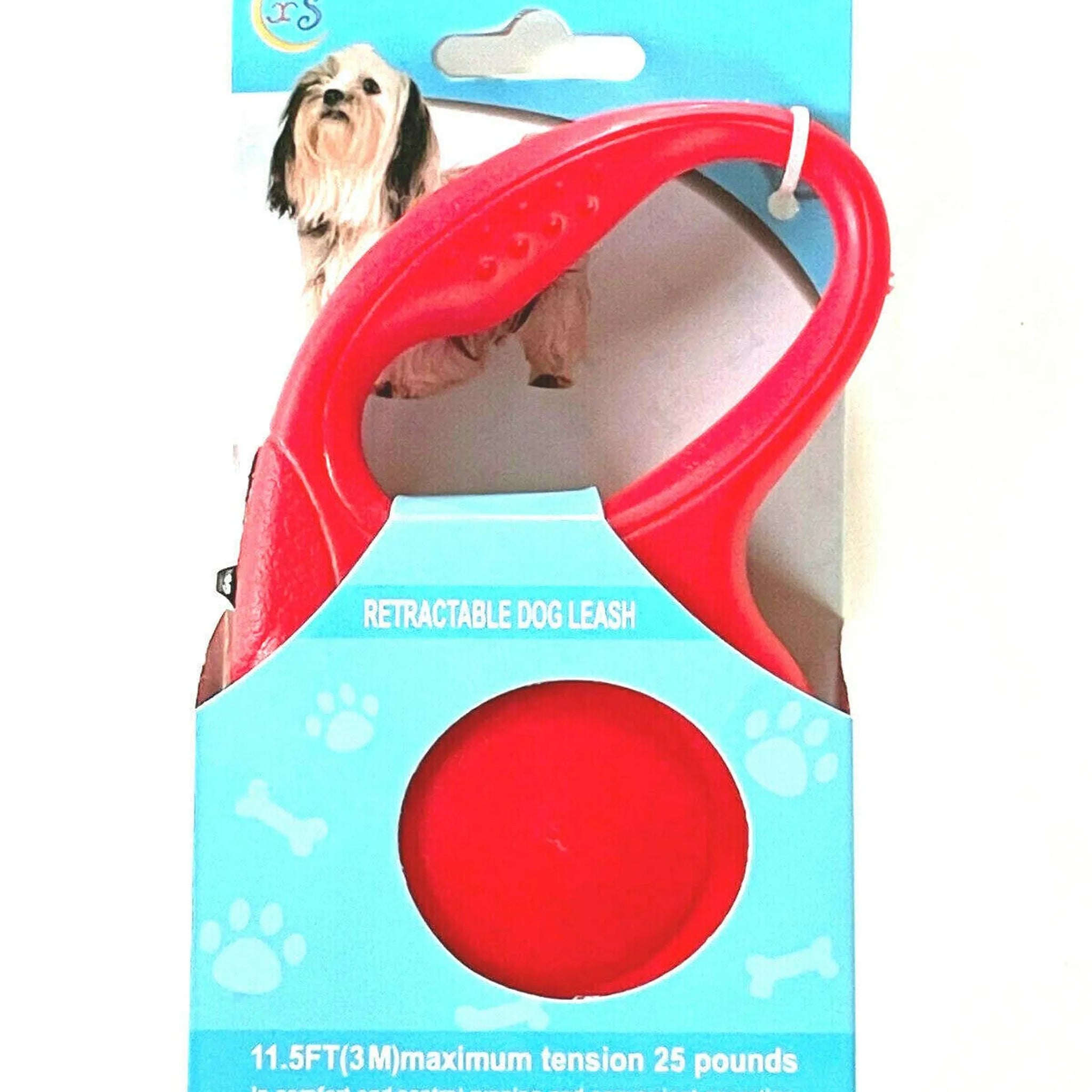 Retractable Dog Pet Leash 11.5ft (3m) Maximum Tension 25 Lbs Red Color