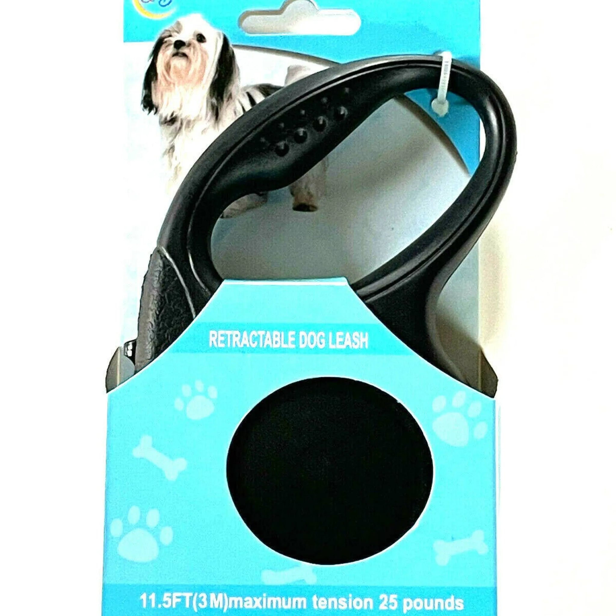 Retractable Dog Pet Leash 11.5ft (3m) Maximum Tension 25 Lbs Black Color