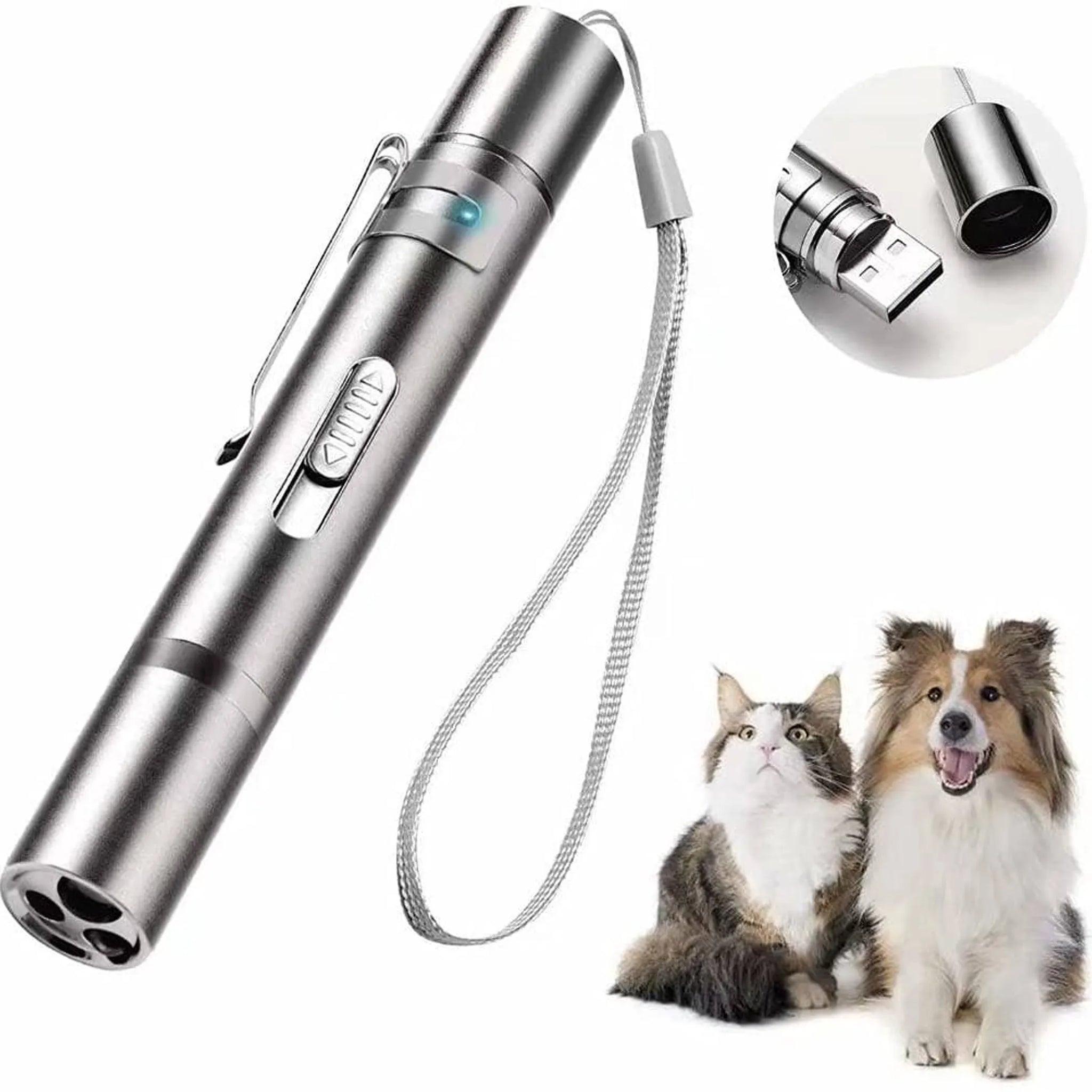 Red Laser Pointer for Cats Dogs 3 Multi-mode Interactive Toy