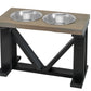 Farmhouse 2-Bowl Elevated Dog Feeder Chestnut Medium, Black Base