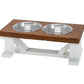 Farmhouse 2-Bowl Elevated Dog Feeder Chestnut Medium, Black Base