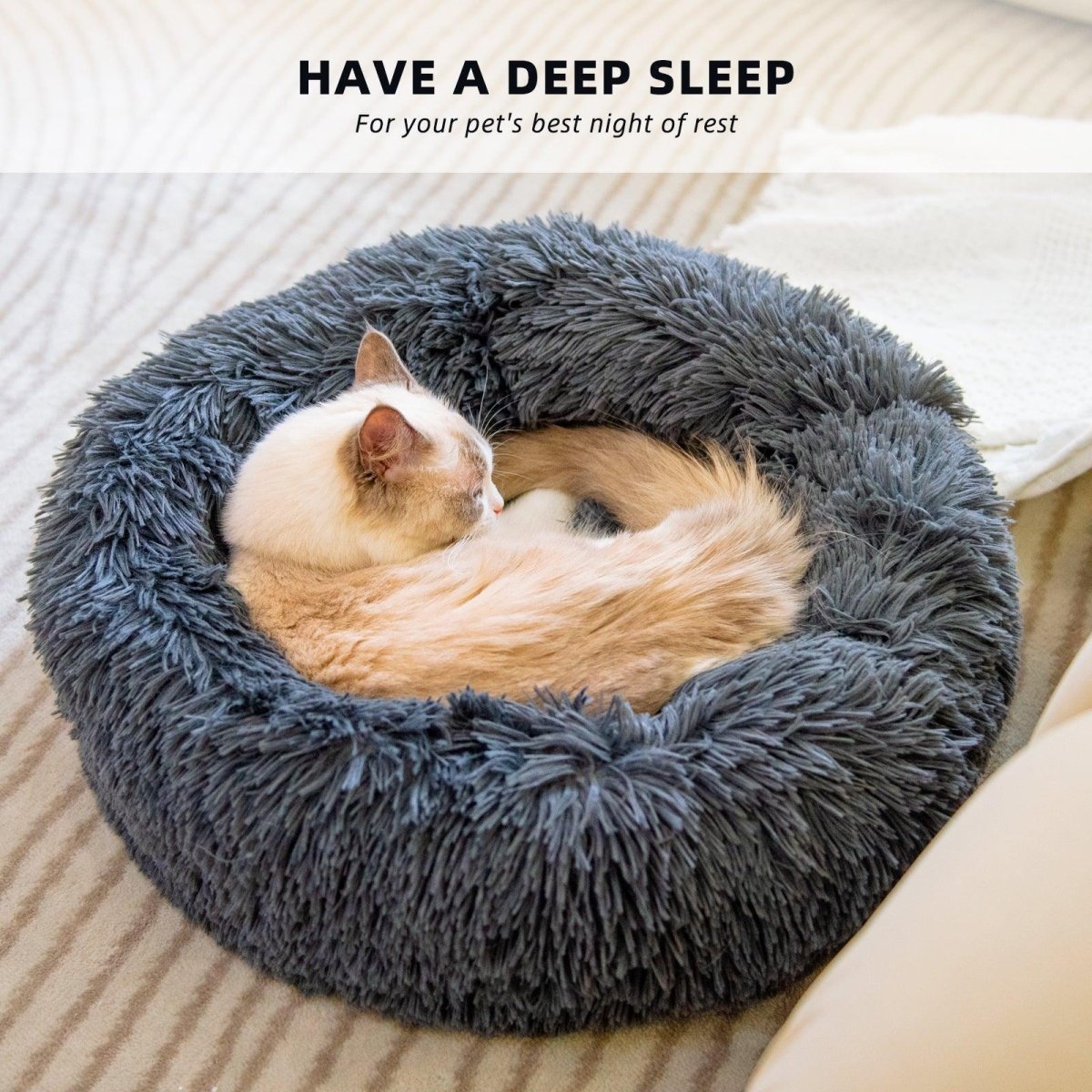 Luxury Plush Donut Pet Bed: Cozy Haven For Small Dogs And Cats - Pets Perfect