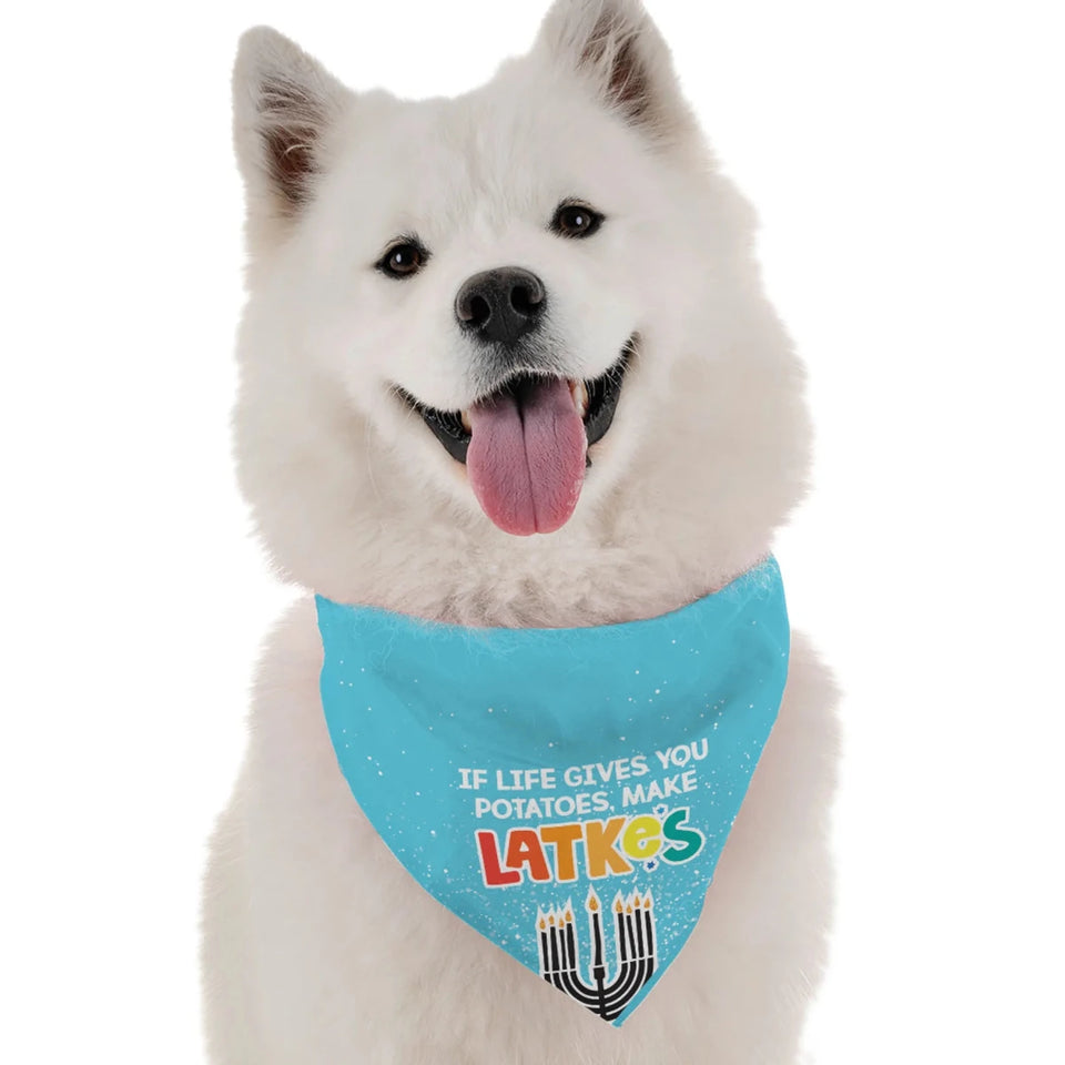 BanDoggie Make Latkes Hanukkah Dog Bandana - Soft Microfiber, Made in USA - Pets Perfect