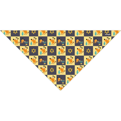 BanDoggie Dreidel Dogs Hanukkah Dog Bandana - Holiday Print Microfiber Pet Bandana